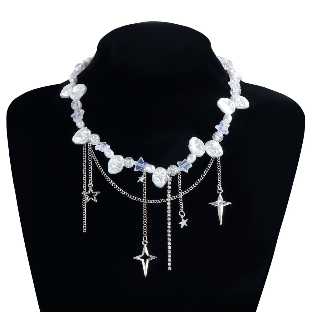 Pearl necklace wholesale fashion cross-border light luxury sense of design tassel necklace women's star multi-layer classy sense sweater chain