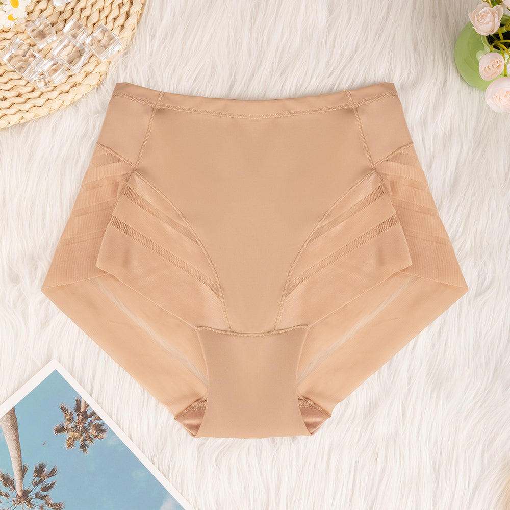 Multi-color combination cross-border exclusive high waist underwear women's breathable invisible plaid transparent sexy mesh women's briefs