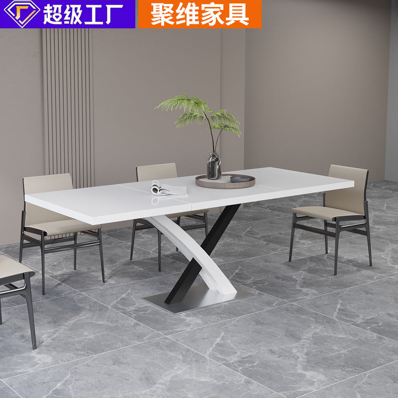 Factory direct custom modern italian rectangular dining table - minimalist luxury, space-saving, extendable for small apartments