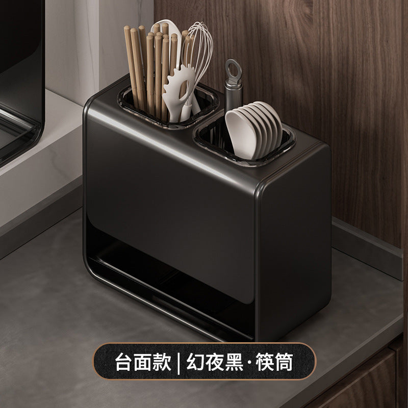 Kitchen chopstick tube rack non-punching wall-mounted wall drain acrylic chopstick cage chopstick basket storage box knife holder