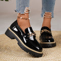 Export thick heel thick sole small leather shoes new arrivalspring & fall loafers plus sizecasual patent leather british style women's shoes