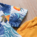 Amazon new spring/summer boys' leaf print short sleeve and shorts set - beach vacation style two-piece outfit