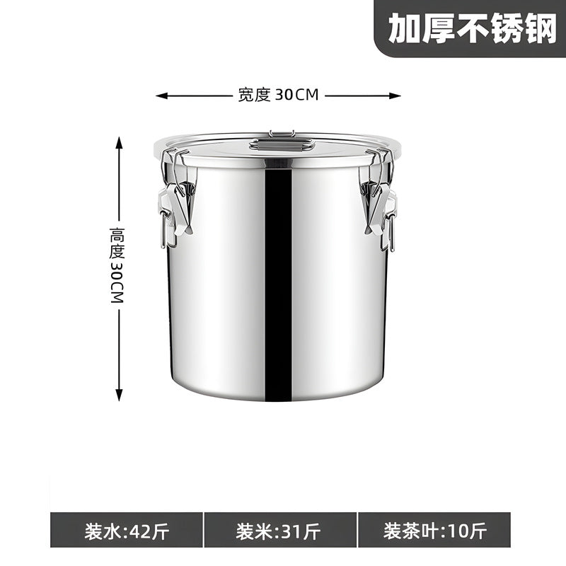 Extra thick sealed barrel 201 stainless steel rice barrel insect-proof and moisture-proof rice barrel for home rice storage barrel soup barrel flour barrel oil tank