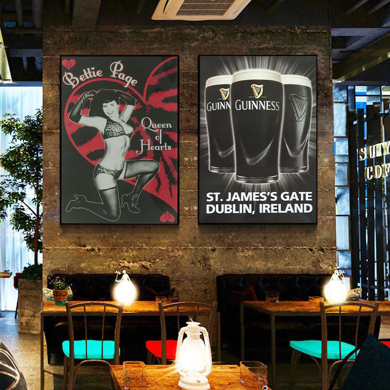 Bar decoration painting American retro cafe hanging painting Qingba KTV box Route 66 old iron mural