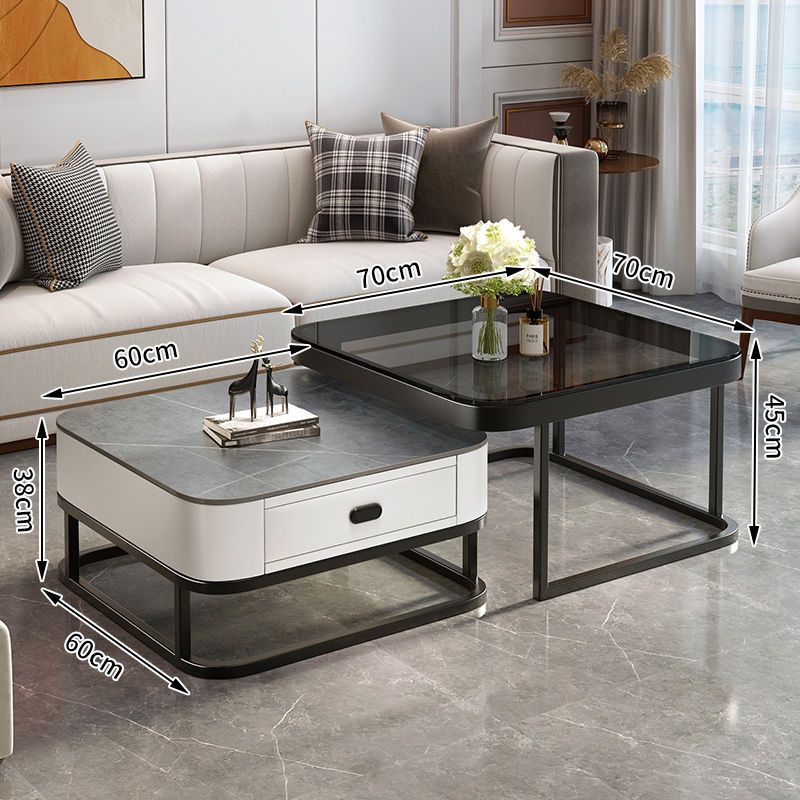 Modern minimalist sintered stone coffee table - luxury, trendy, space-saving design for small living rooms - available in various sizes for creative home combinations