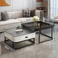 Modern minimalist sintered stone coffee table - luxury, trendy, space-saving design for small living rooms - available in various sizes for creative home combinations