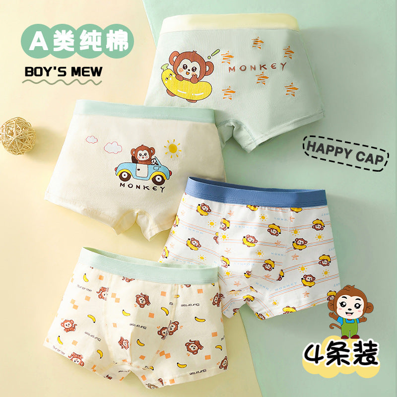 Children's underwear Class A cotton boys' underwear cartoon boxers medium and large children's baby student boxers children's underwear