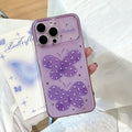Purple glitter butterfly instant transformation case for iphone 17, apple 16, drop-proof full coverage soft case for girls, iphone 15 compatible
