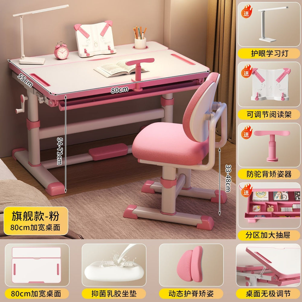 Adjustable height desk and chair set for kids - perfect for elementary school students, home study, and writing
