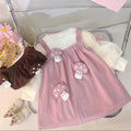 Kids cute dressspringnew arrivalfashion style korean version little girl outwearfake two-piece suspender patchwork skirt