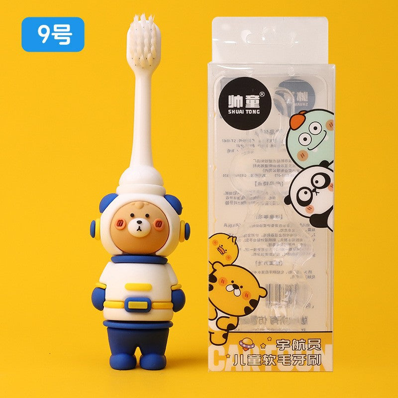 Boxed children's toothbrush cartoon baby cartoon astronaut soft bristle toothbrush 3-12 years old baby oral cleaning
