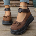 autumn new arrival: retro bowknot platform mary janes - women's chunky sole height increasing loafers wholesale