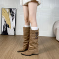 Chunky super high heel british style versatile fashion boots for women, new autumn/winter 2025 collection, plus size available, pointed toe, metallic, european and american style