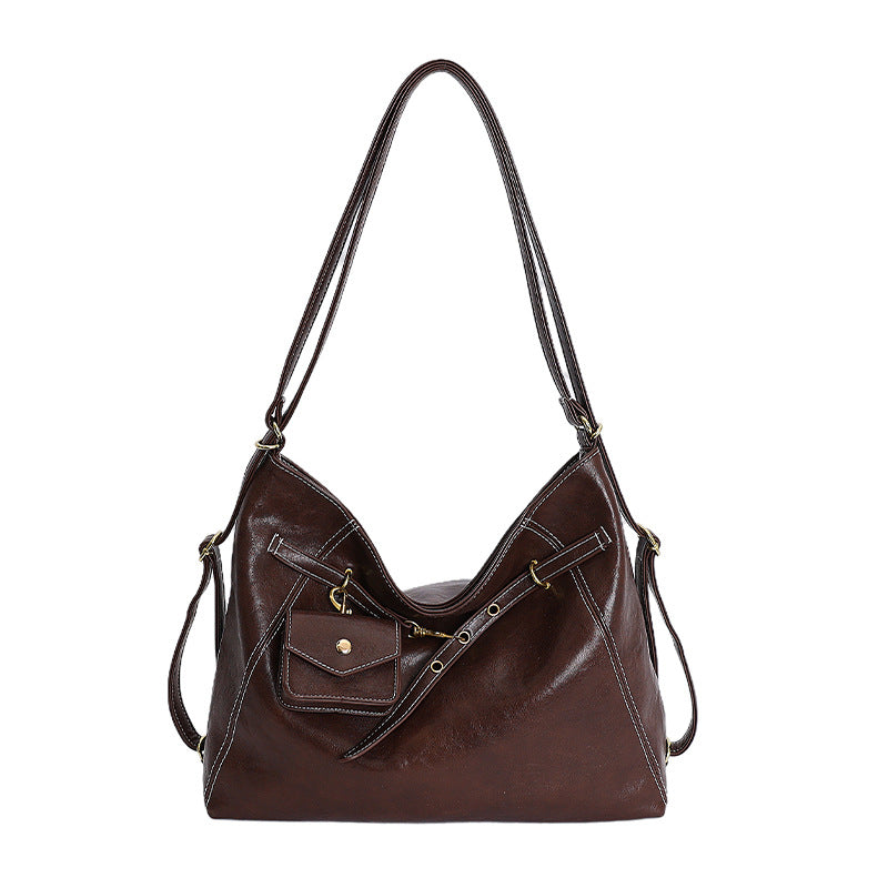 2025 korean style double shoulder crossbody multifunctional backpack women's new casual bag minimalist large capacity shoulder tote bag