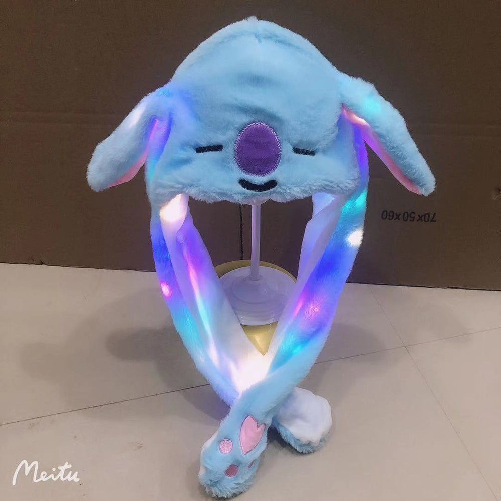 popular airbag that can move when pinching the ears, cartoon rabbit hat, various wholesale luminous children's toys, family hats