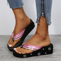 spring/summer new arrivals: plus size women's casual platform slides - two-strap flat heel sandals with rhinestone embellishments