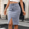 fashion spring/summer new arrivals:  elastic denim skirt, slimming fishtail midi skirt for women
