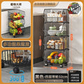 Kitchen basket storage rack, freestanding multi-tier fruit and vegetable organizer, multi-functional oven and microwave rack, pot and pan shelf