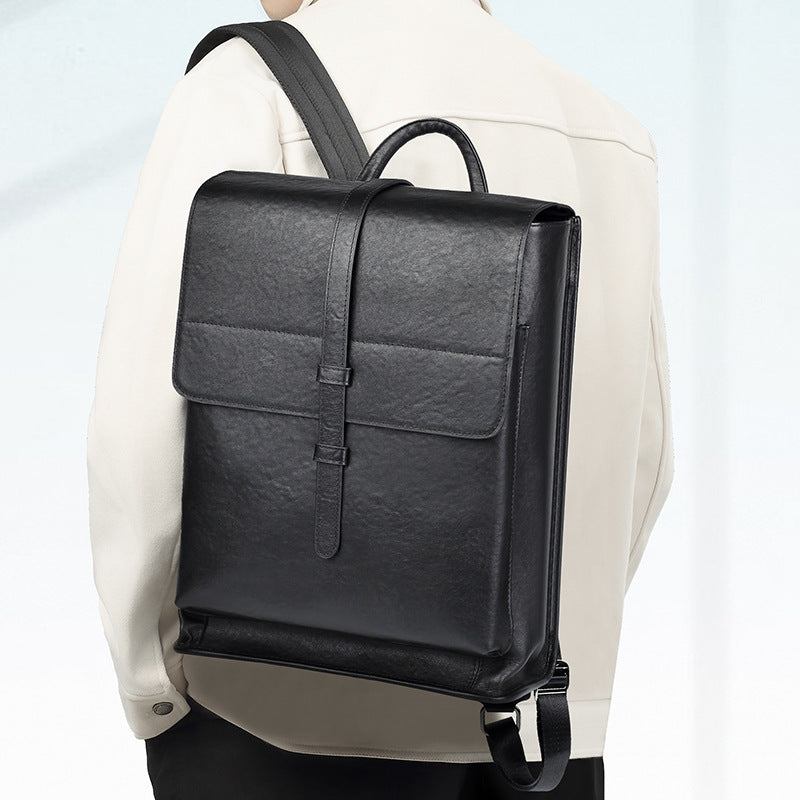 New Leather Business Men's Bag Casual Men's Backpack Korean Edition Trend Large Capacity School Bag Travel Men's Backpack