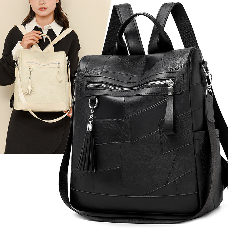 Backpack women's 2024 new high-end large-capacity casual backpack simple and fashionable college student anti-theft schoolbag