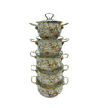 Export cross-mirror factory direct sales enamel high-end five-piece pot set boutique soup pot enamel pot double-ear soup pot