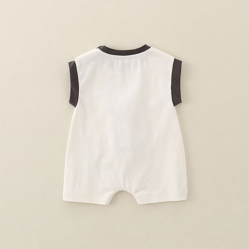 Handsome baby jumpsuit summer baby vest newborn sleeveless clothes thin summer clothes cartoon romper