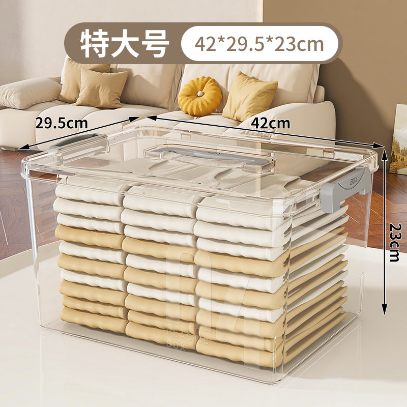 Customizable color Cross-border transparent storage box PET household moving sundries Bedside storage box Thickened storage box