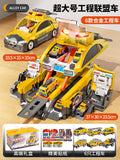 New children's fire truck transforming ejection track parking garage sound and light educational model toy car