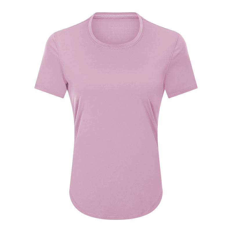 Factory direct summer new arrival: women's loose-fit brushed yoga short-sleeve top - breathable activewear for running and fitness (ds075)