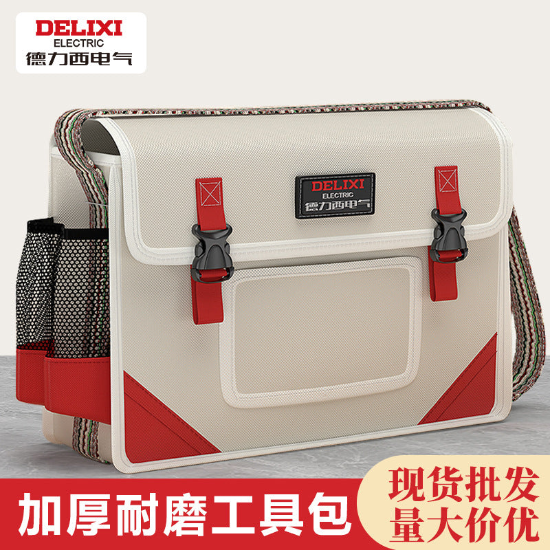 Delixi Electric and Electrical Special Shoulder Messenger Bag Multifunctional Maintenance and Installation Wear-resistant Thickened Canvas Toolkit