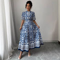 export women's dress retro geometric positioning printing pullover t-shirt skirt fashionloose tutu skirt