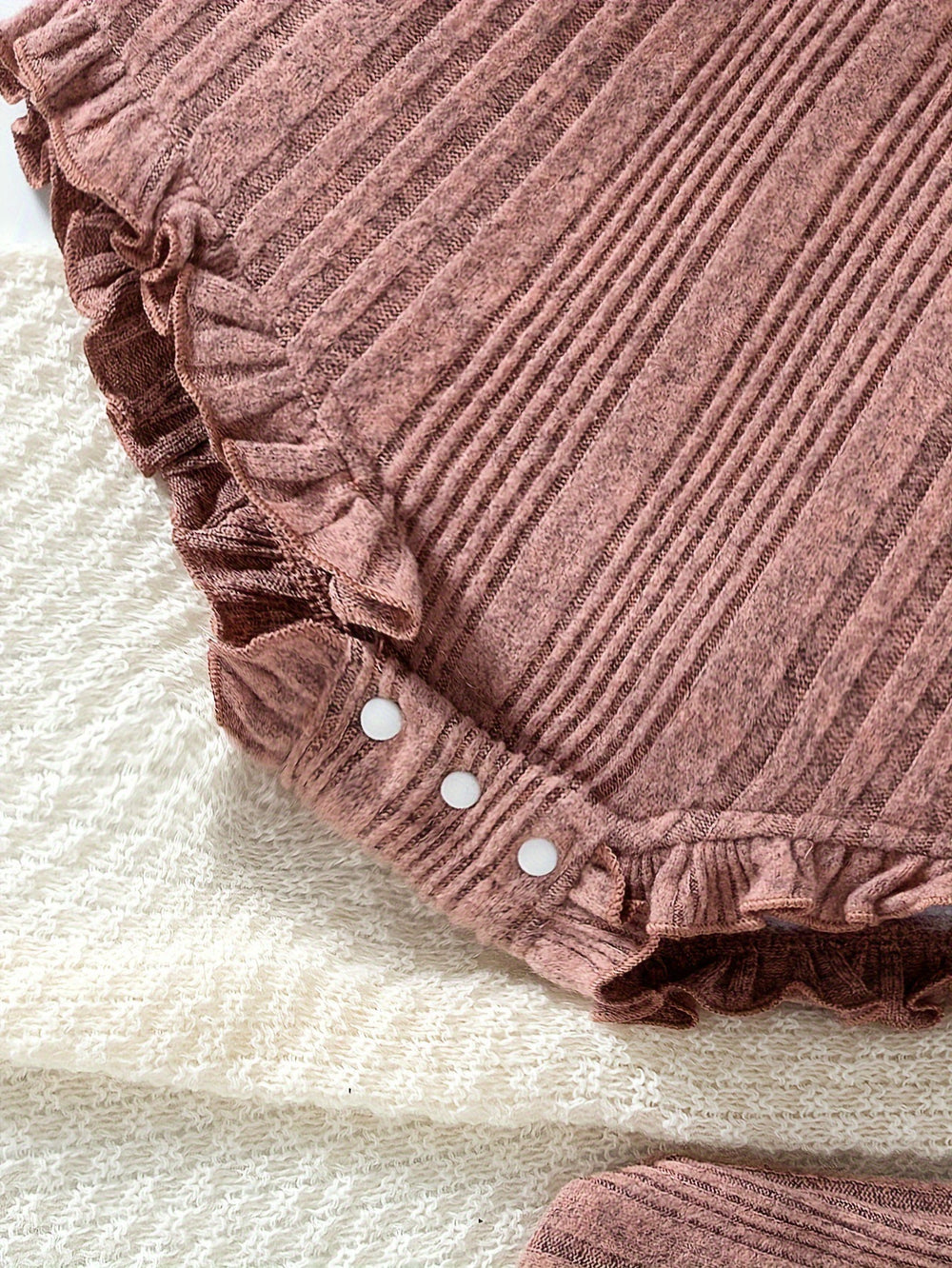 new product baby and children's fashion style thickened brushed knitting ruffles one-piece + socks + headscarf three sets