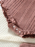 new product baby and children's fashion style thickened brushed knitting ruffles one-piece + socks + headscarf three sets