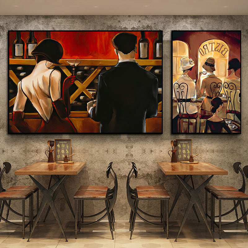 Industrial style bar decorative painting American retro beautiful woman oil painting ktv box hanging painting western restaurant cafe mural