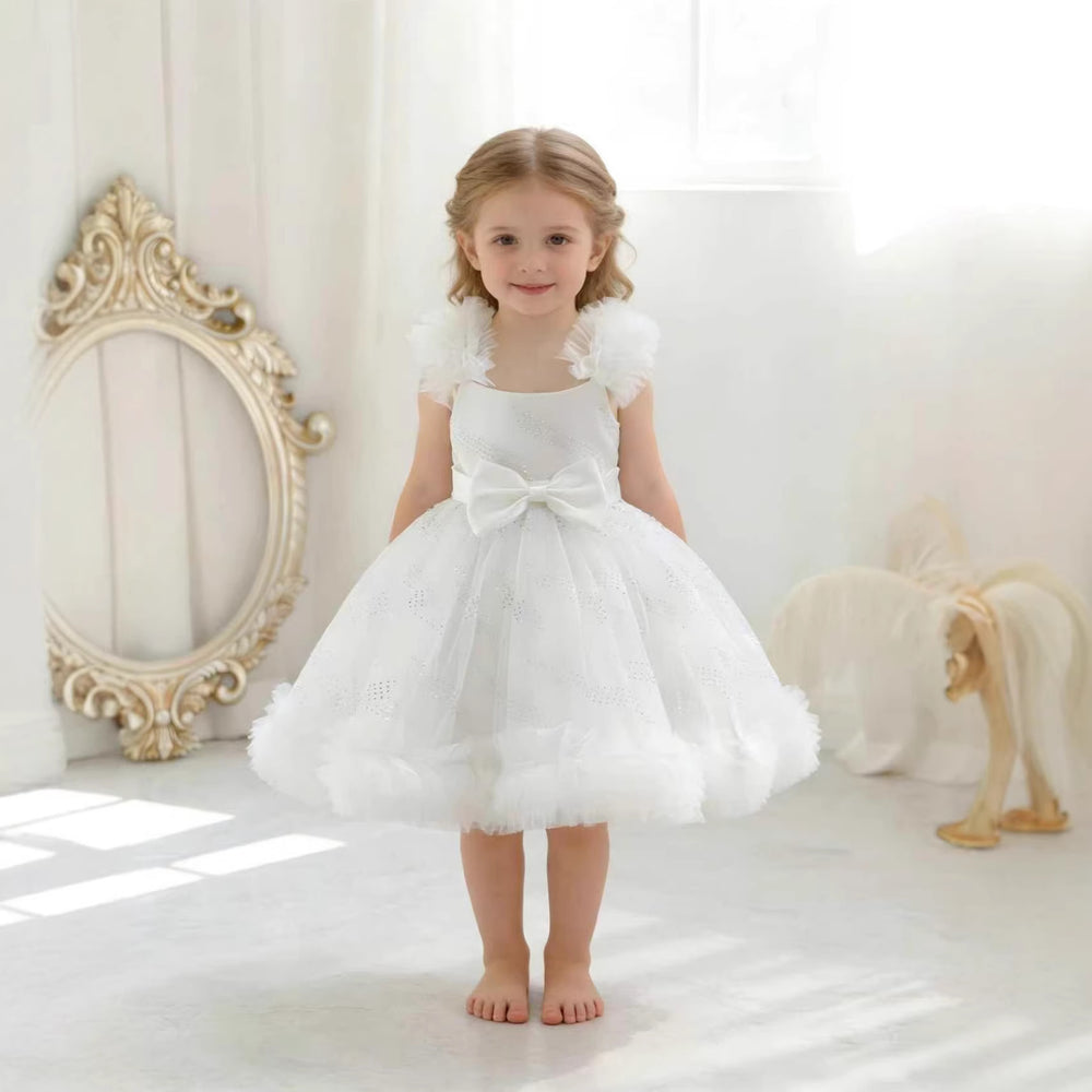 New children's tulle dress birthday party evening gown diamond mesh princess dress diamond kids formal dress 140cm and under