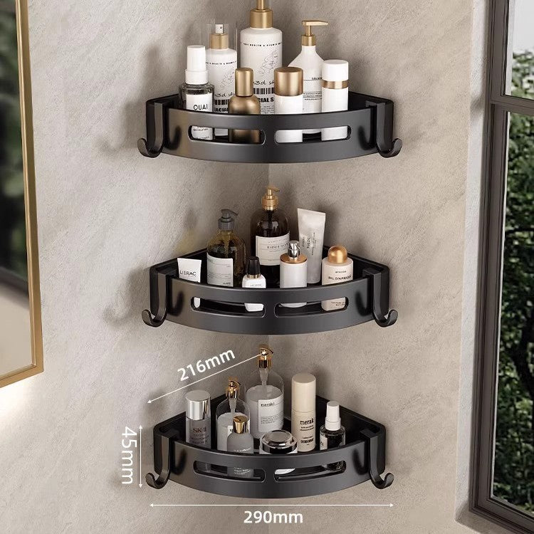 No-drill bathroom shelf - wall mounted corner basket for towels, soap, and more