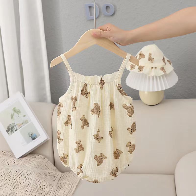 Newborn infant summer lightweight bodysuit - stylish and trendy baby girl's camisole romper