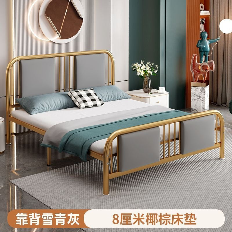 Iron bed double modern casual soft bed for home soft back bed apartment 1.35m b&b single iron bed