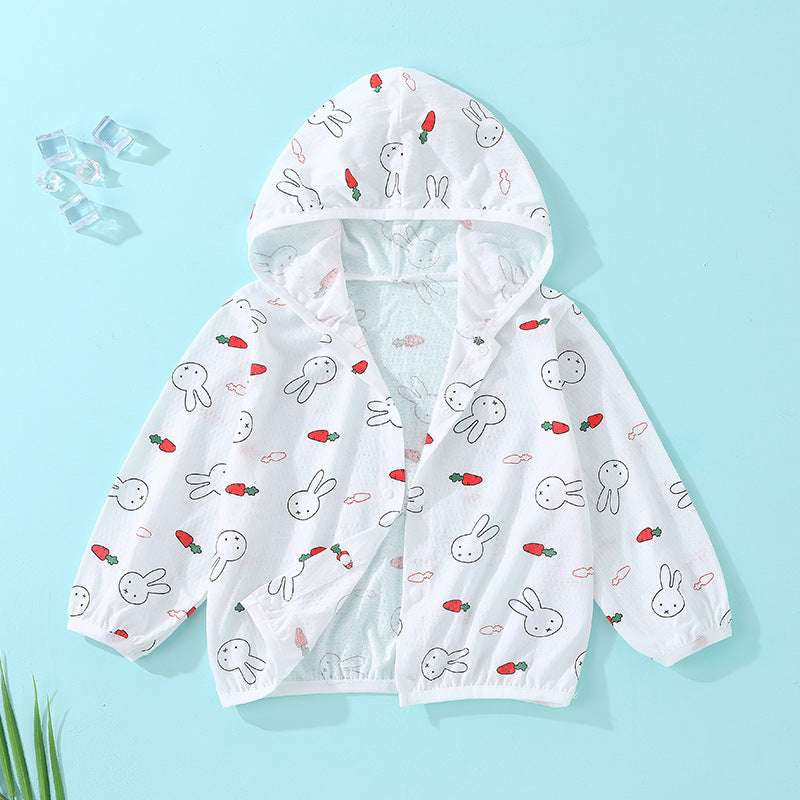 Baby sun protection clothing summer thin breathable pure cotton infant air conditioning shirt boys and girls children's sunscreen outerwear