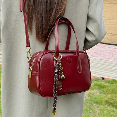2025 new women's retro chic bowling bag - premium leather trendy handbag, tote, shoulder bag, small square bag