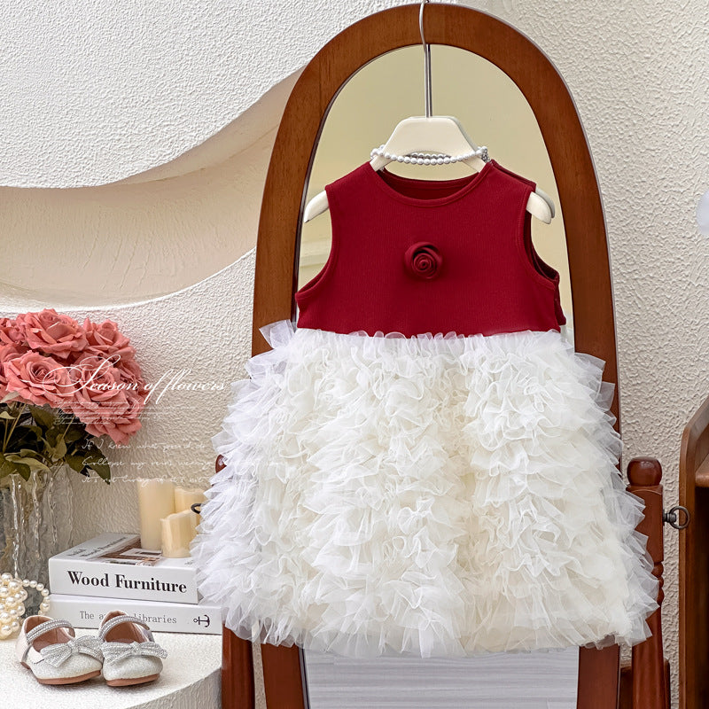 Girls' dress  summer korean style soft tulle chic cake dress birthday party gown