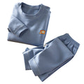 Kids' boneless fleece-lined turtleneck thermal underwear set - new autumn collection for boys and girls - striped, extra thick, warm innerwear set