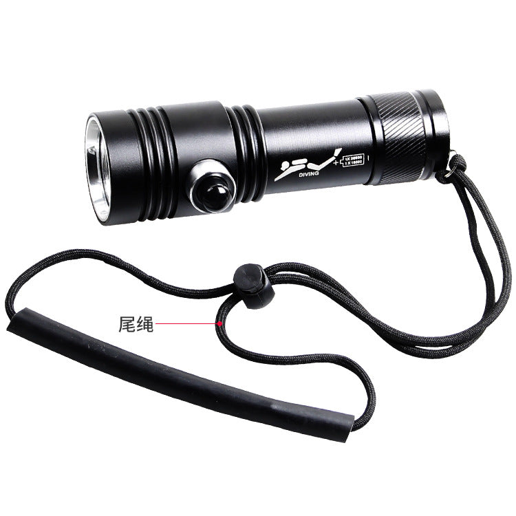 Cross-border new professional diving XHP50 yellow and white LED charging 26650 high-power aluminum alloy flashlight