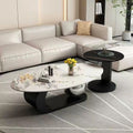 Sintered stone coffee table - italian light luxury living room home decor - oval modern small apartment black and white high-end design coffee table set