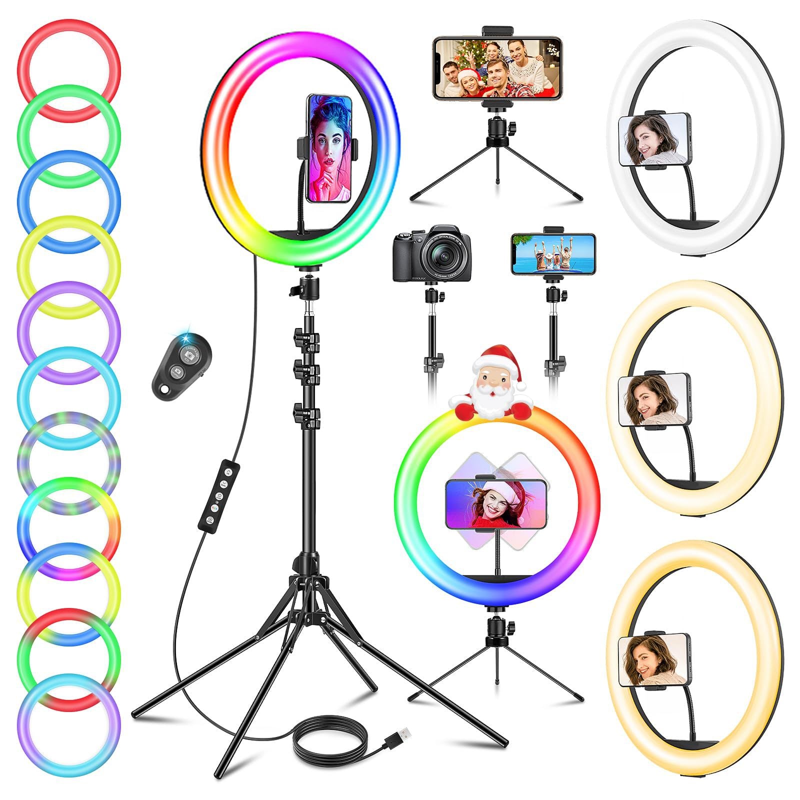 Cross-border 12 inch ring light ring filling light live stream bracket photo beauty lighting mobile phone filling light