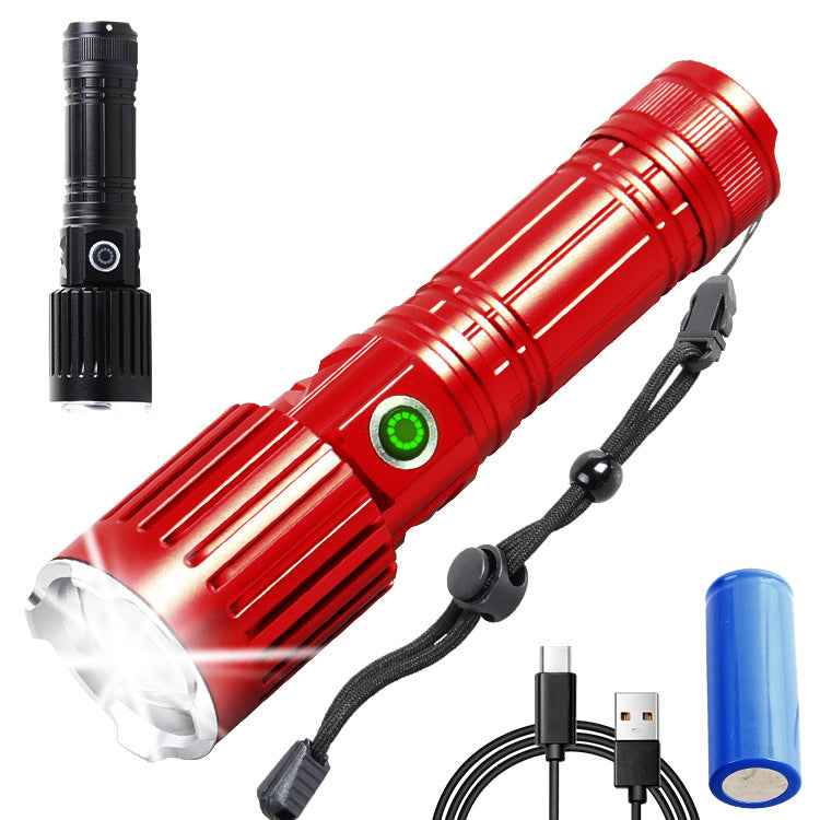Internet celebrity small steel cannon strong light flashlight charging bright, portable multi-function white laser led work lighting flashlight
