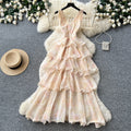 Frenchromantic style v neckhalter floral dress female summerk-style sleeveless ruffles cake skirt slimming look