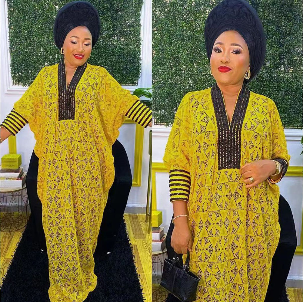 foreign trade african women's clothing plus sizeembroidered long skirt robe   lacedressin stock