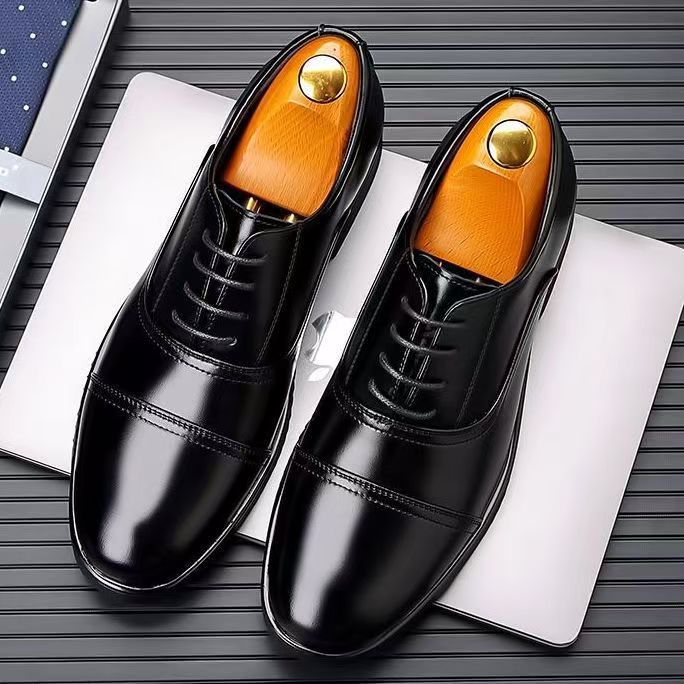 Men's leather dress shoes - spring/autumn work & business casual - triple-stitched, lace-up style - wholesale & dropshipping available
