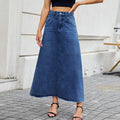 fashion spring/summer new arrivals: high-waisted denim skirt for women - trendy, loose fit, pocket detail, midi length - perfect for